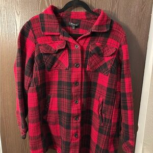 torrid Red & Black Plaid Button-Up Shacket Jacket